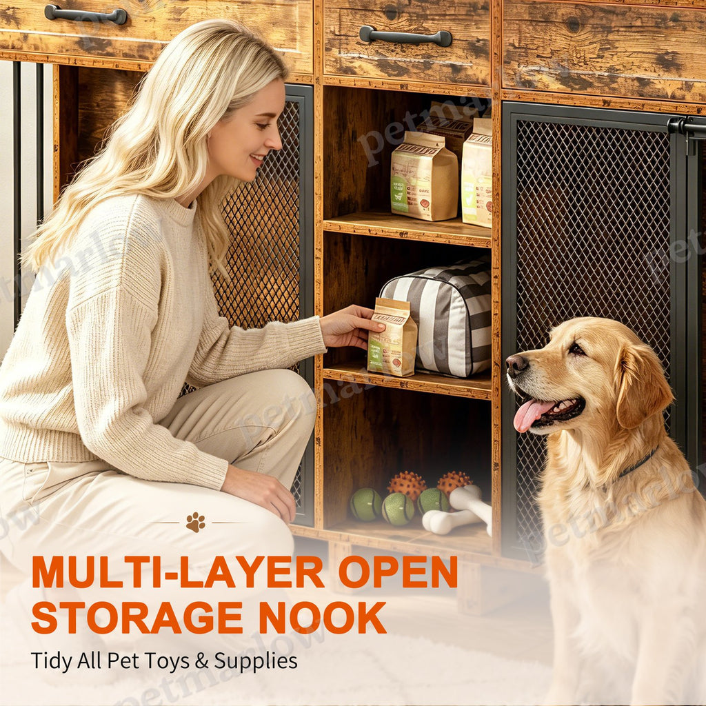 Large Wooden Dog Crate with Storage Cabinet – view 3