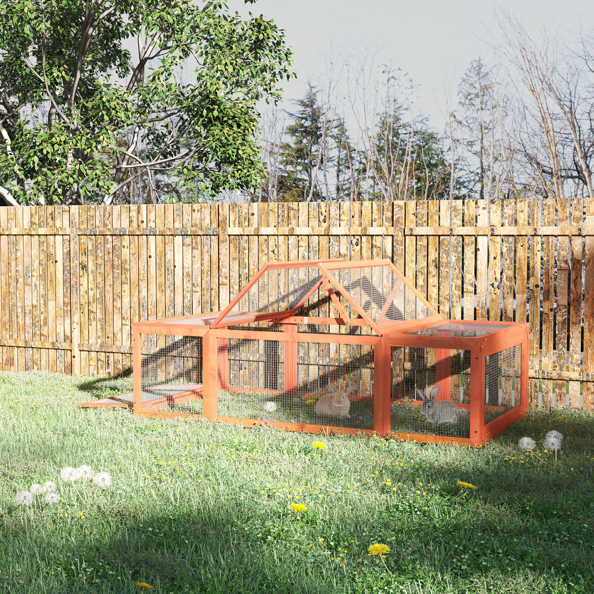 Large Wooden Rabbit Hutch for Small Animals with Run