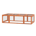 Large Wooden Rabbit Hutch for Small Animals with Run – Natural Wood / 935x500x225 mm