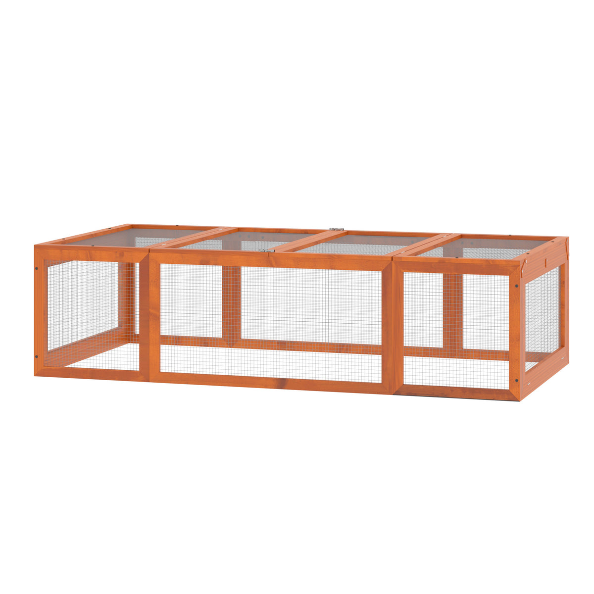 Large Wooden Rabbit Hutch for Small Animals with Run – Natural Wood / 935x500x225 mm