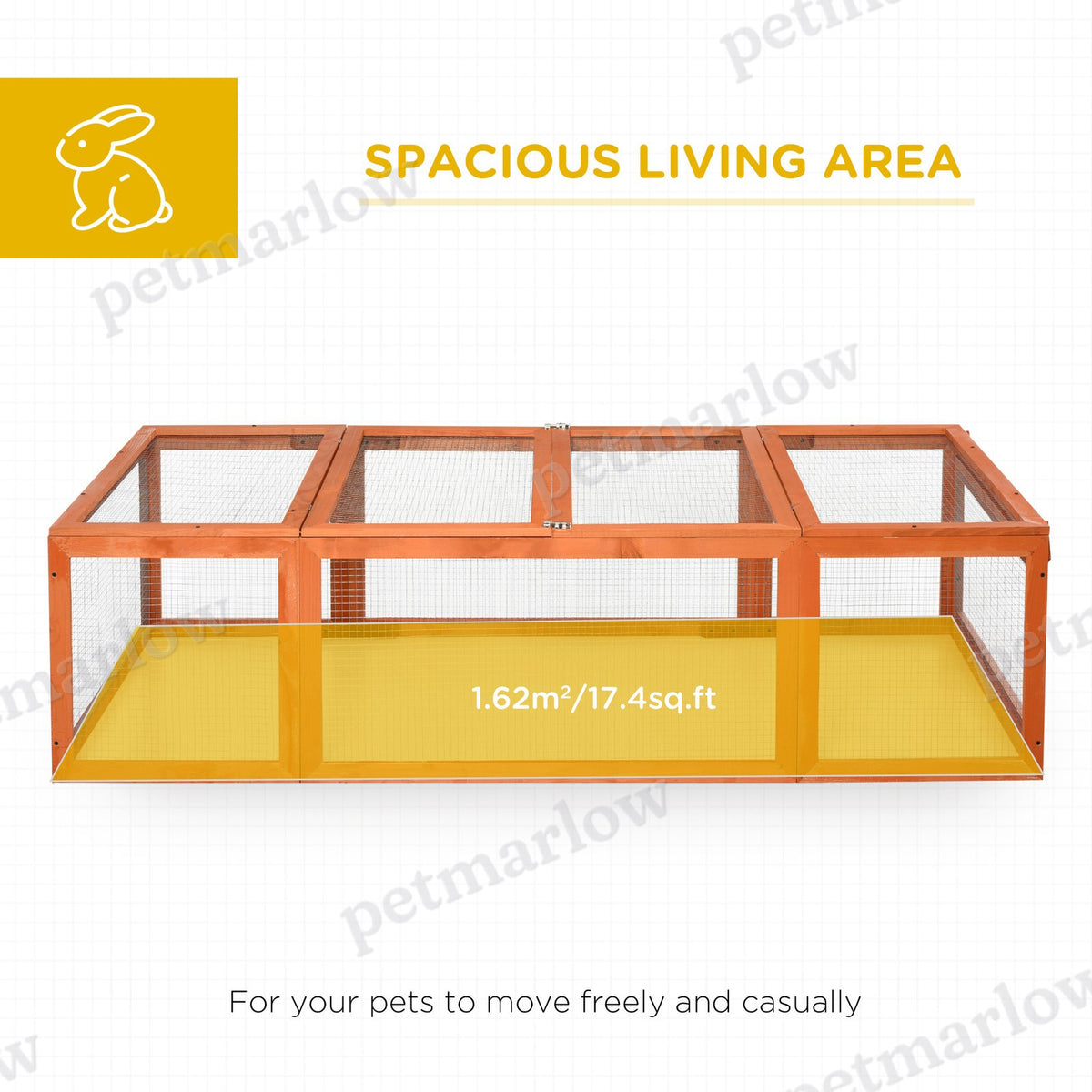 Large Wooden Rabbit Hutch for Small Animals with Run – view 4