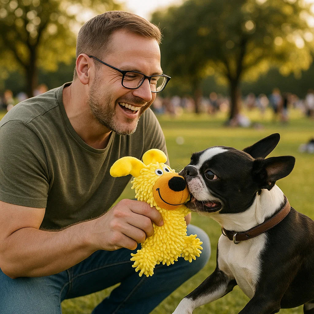 Laughing Dog Dental Cleaning Toy in Bright Colors – Yellow
