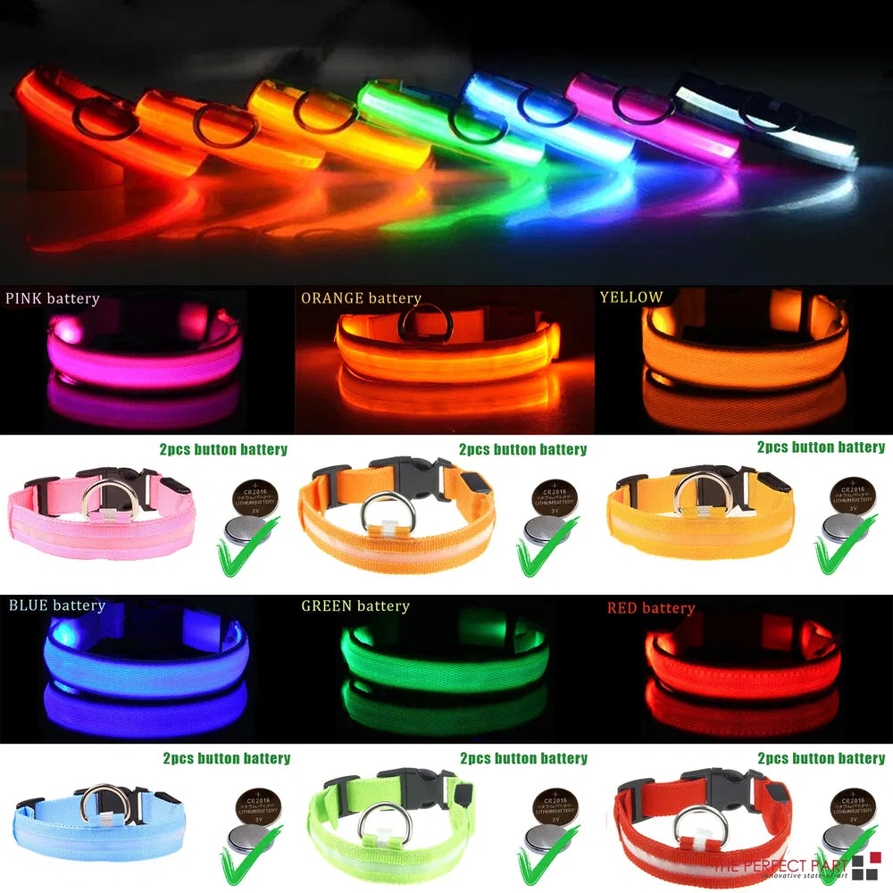LED Adjustable Dog Collar – L / Red