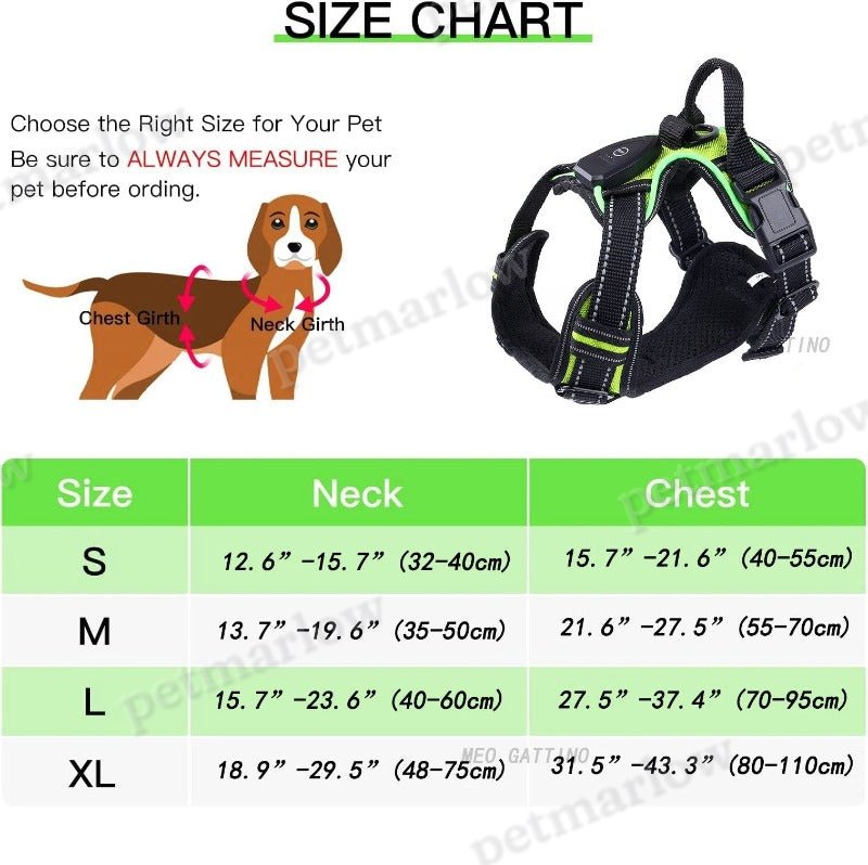 LED Dog Harness Reflective Adjustable Durable Light Up Dog Harness – view 5