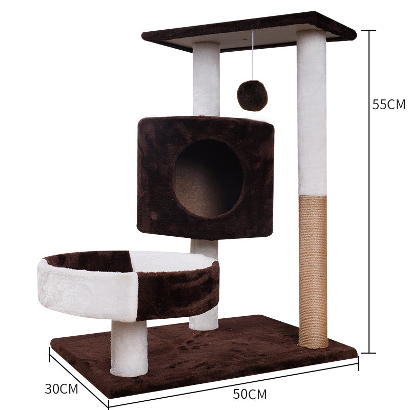 Lepet Cat Nest Cat Scratch Board Cat Tree Cat Climbing Frame Pet Supplies – White And Brown
