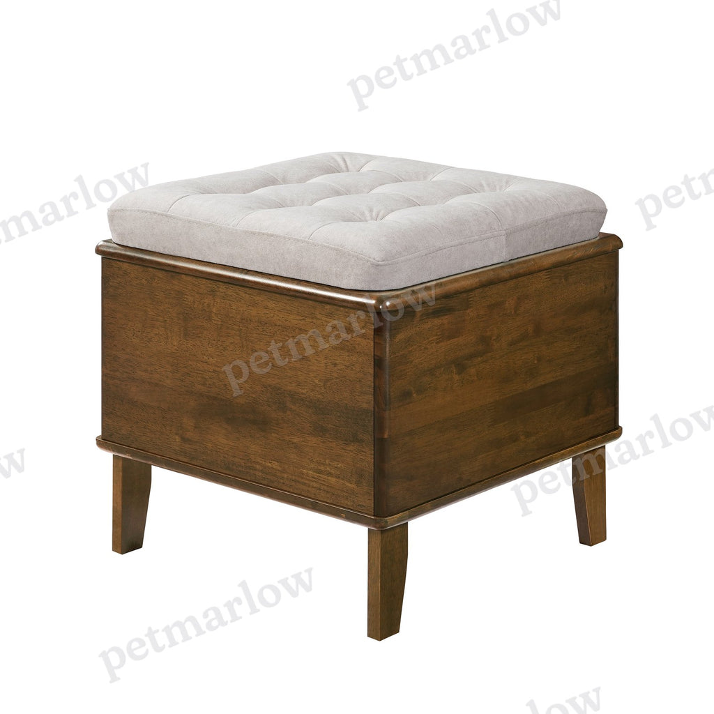 Rubber Wood Cat Bed Ottoman with Cat Cave – view 4