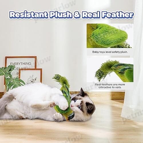 Lifelike Sparrow Interactive Sound Simulation Sparrow Feathers Hanging by Elastic String – view 2