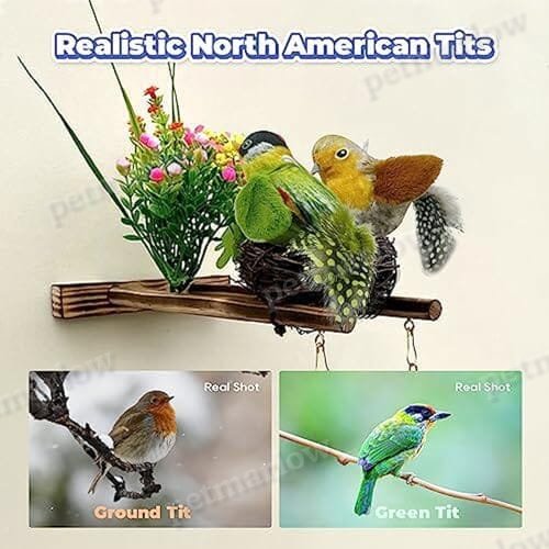 Lifelike Sparrow Interactive Sound Simulation Sparrow Feathers Hanging by Elastic String – view 4
