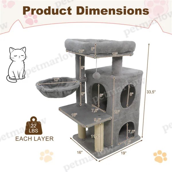Light Gray 33.5" Multi-Level Cat Tree – view 3