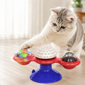 Light-Up 360° Spinning Cat Toy (Suction Cup & Catnip Balls) – Blue-Red