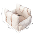Linen Car Safety Seat Front Dog Bed – Beige / 60X50X43cm