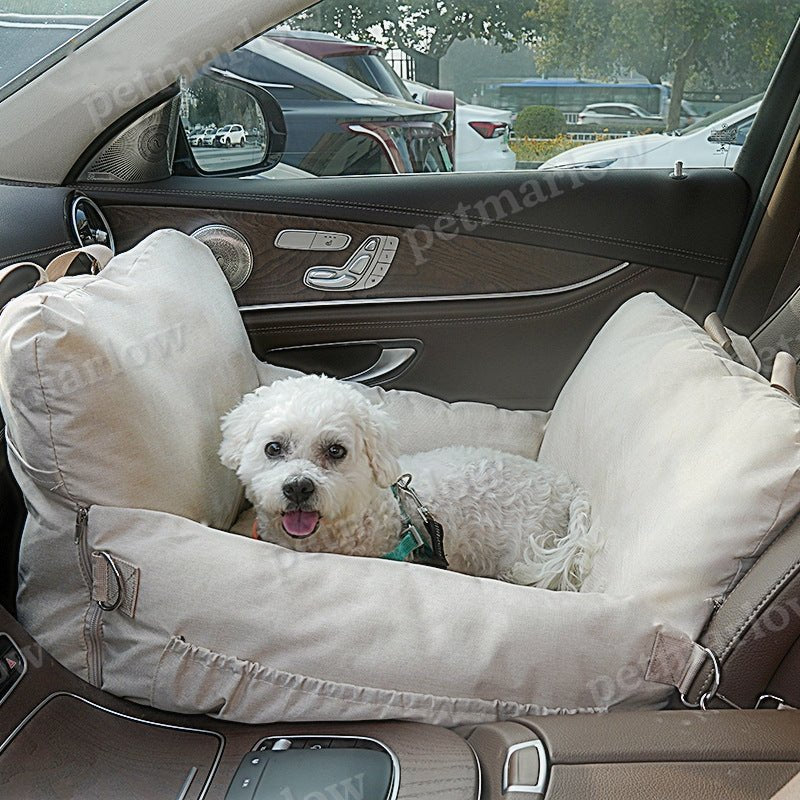 Linen Car Safety Seat Front Dog Bed – view 3
