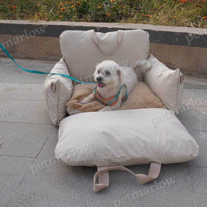 Linen Car Safety Seat Front Dog Bed – view 5