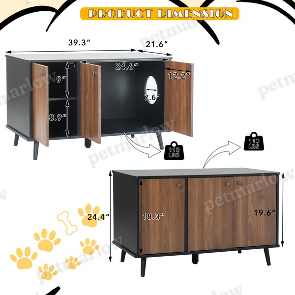 Litter Box Enclosure with Hidden Plug for Cats – view 6