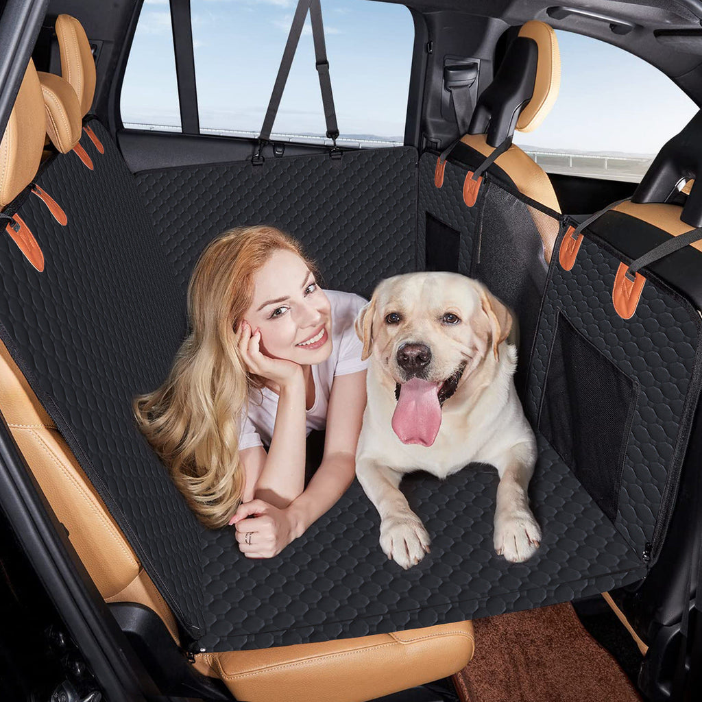 Load-bearing Lengthened Vehicle-mounted Pet Mat Travel Dog Hammock – Honeycomb Pattern Black / 132x165