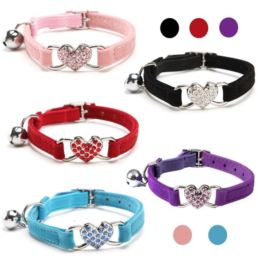 Lovely Heart with Bell Design Cat Collar