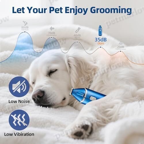 Low Noise Rechargeable Corldless Dog Clippers for Grooming with LED Light – view 3