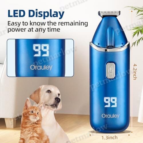 Low Noise Rechargeable Corldless Dog Clippers for Grooming with LED Light – view 6