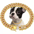 Luxury Alloy Dog Chain Choker with Sparkling Diamonds – Gold / S