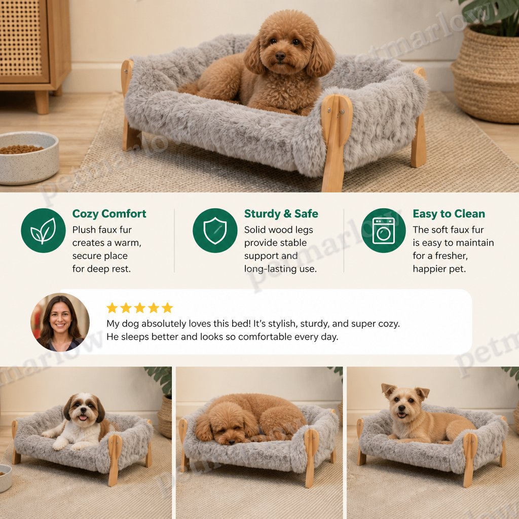 Luxury Elevated Solid Wood Dog Couch Bed – view 6