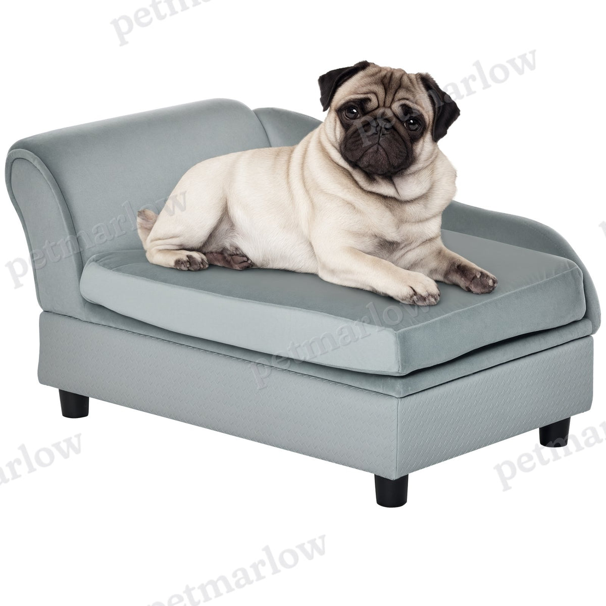 Luxury Fancy Dog Couch with Hidden Storage – Light Gray / 740x485x165 mm