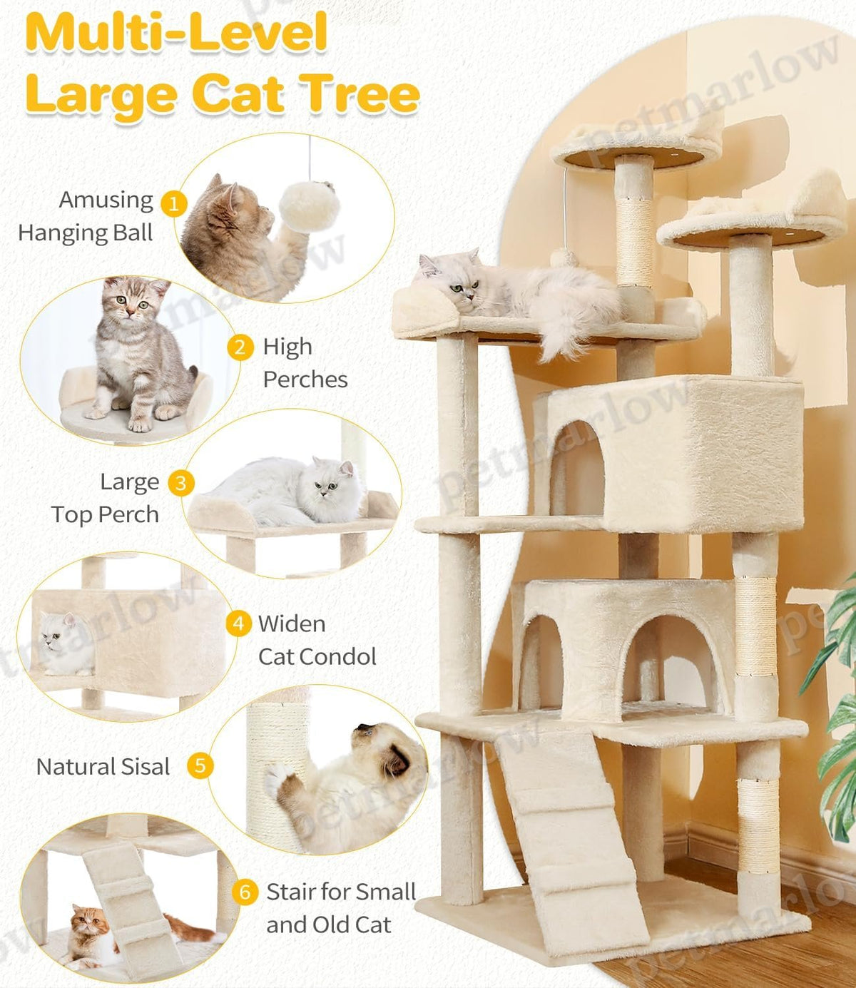 Made4Pets 56-Inch Multi-Tier Cat Tree – view 6
