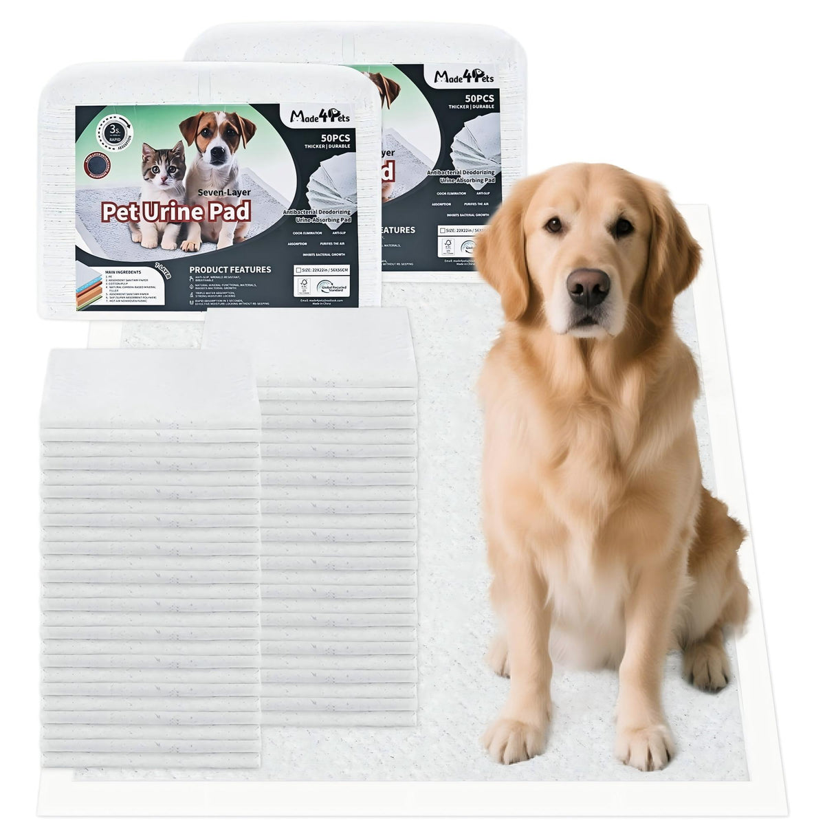 Made4Pets Dog and Puppy Pee Pads, 100 Count
