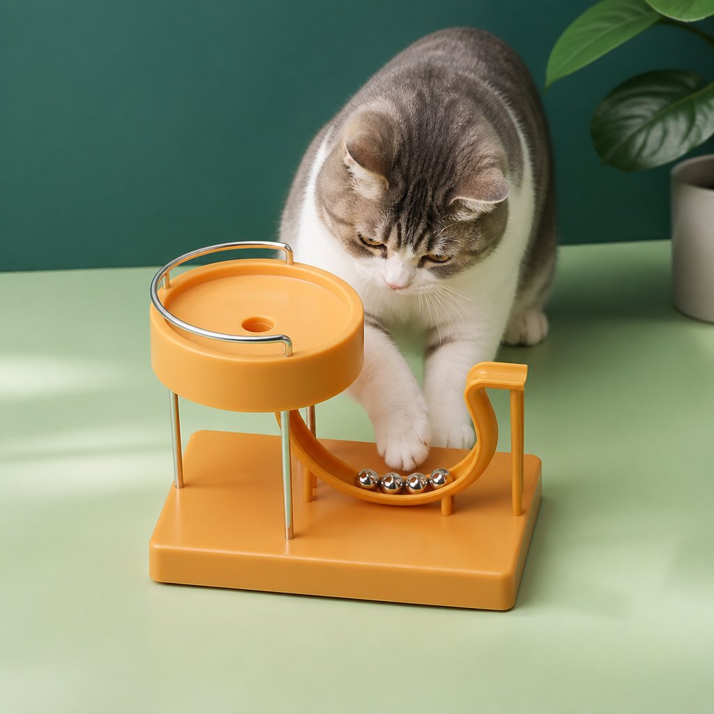 Marble run cat toy for endless fun – Yellow With Plug