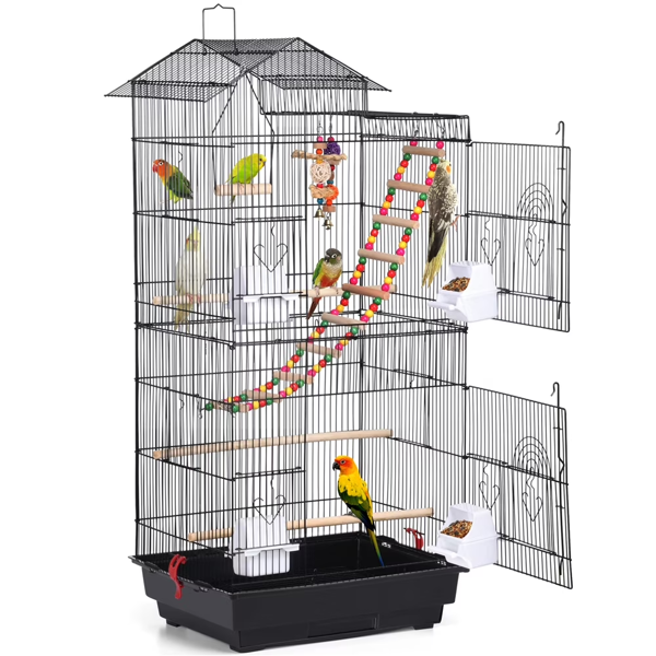 Metal Bird Cage with Roof for Small Birds