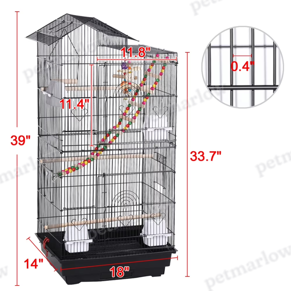 Metal Bird Cage with Roof for Small Birds – view 4