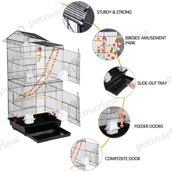 Metal Bird Cage with Roof for Small Birds – view 5