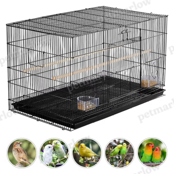 Metal Bird Cage with Wood Perches for Small Birds – view 2