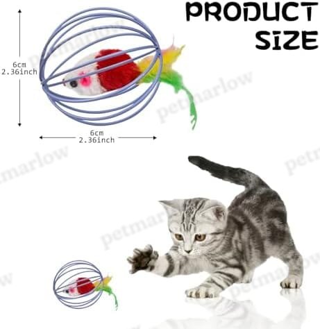 Metal Cage with Colourful Plush Mouse Toys – view 2