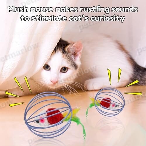 Metal Cage with Colourful Plush Mouse Toys – view 3
