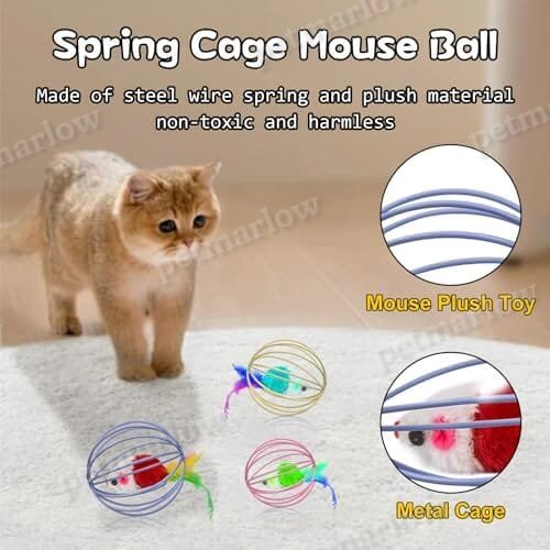 Metal Cage with Colourful Plush Mouse Toys – view 4