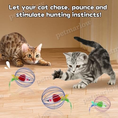 Metal Cage with Colourful Plush Mouse Toys – view 6