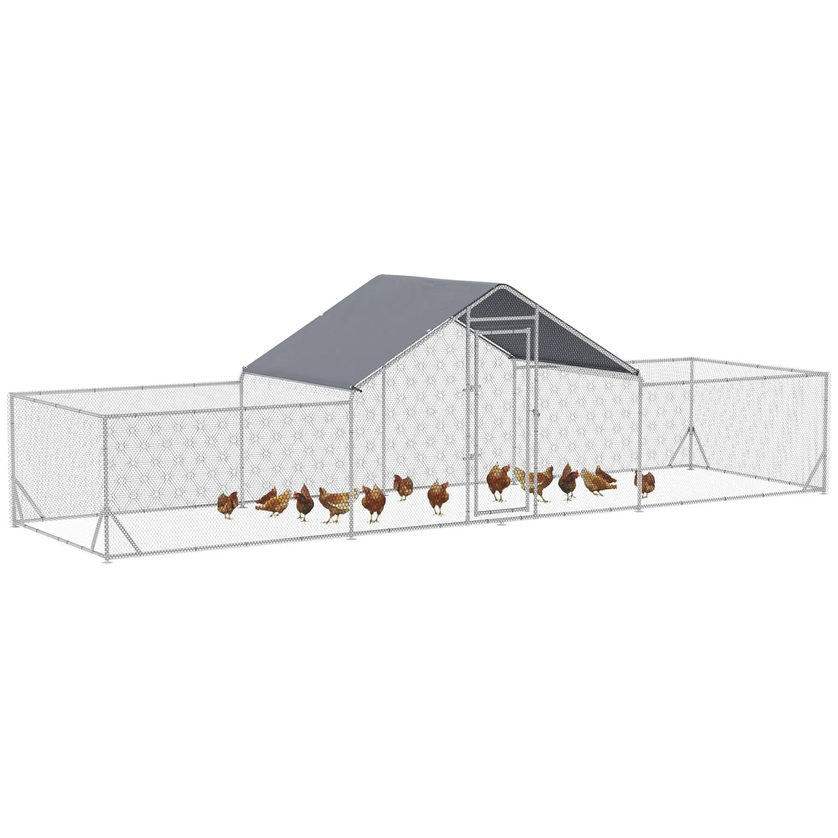Metal Chicken Coop with Waterproof Cover for Poultry