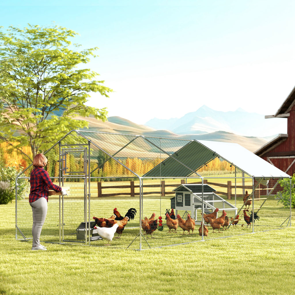 Metal Chicken Run with Waterproof Cover for Poultry