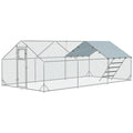 Metal Chicken Run with Waterproof Cover for Poultry – Silver / 1980x380x180 mm