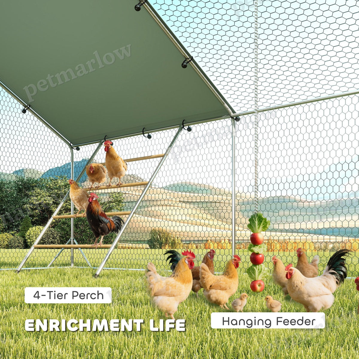 Metal Chicken Run with Waterproof Cover for Poultry – view 3