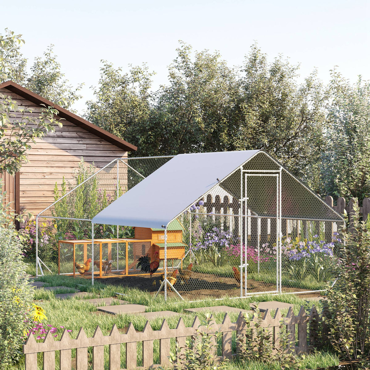 Metal Frame Chicken Run for Outdoor Poultry Safety