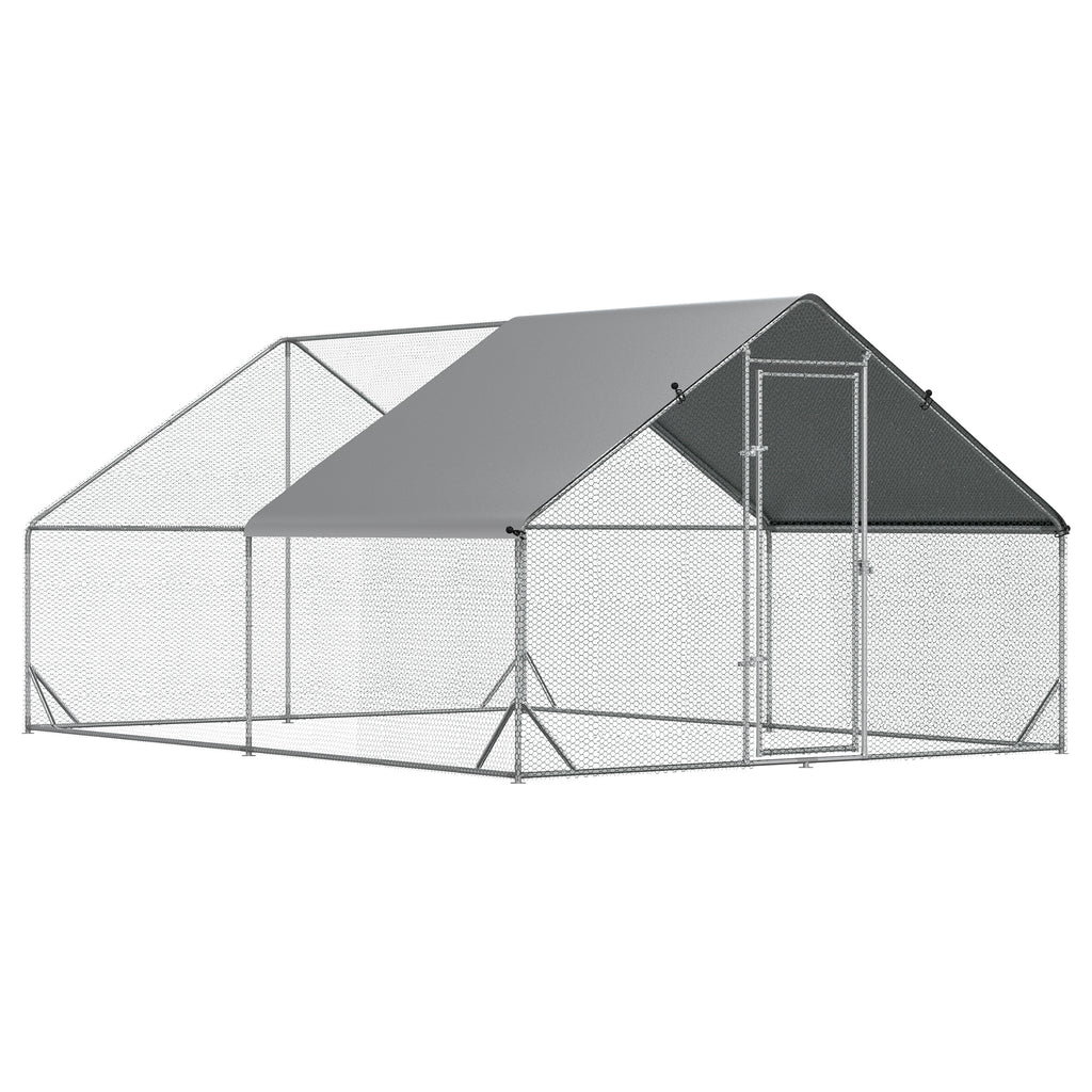 Metal Frame Chicken Run for Outdoor Poultry Safety – Silver / 1980x330x160 mm