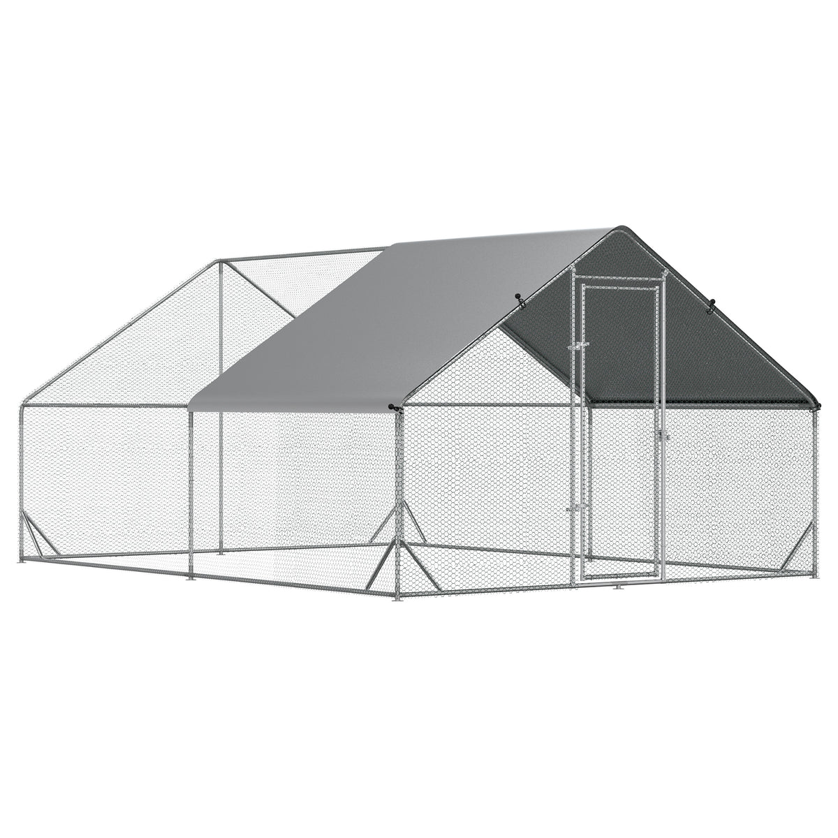 Metal Frame Chicken Run for Outdoor Poultry Safety – Silver / 1980x330x160 mm