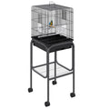 Metal Indoor Bird Cage with Rolling Stand and Accessories – BLACK / 850x480x230 mm