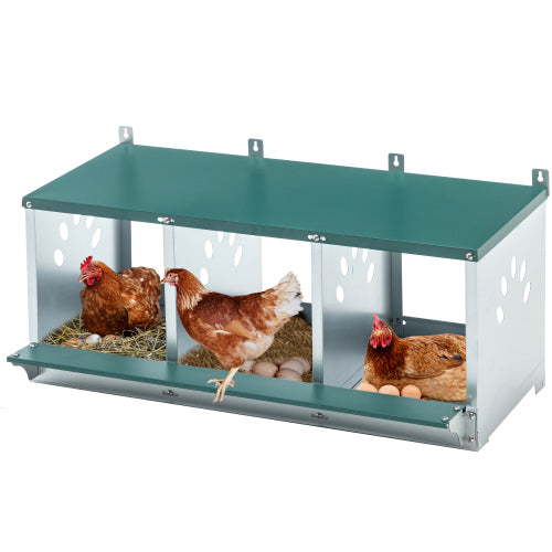 Metal Nesting Boxes for Chickens - 3 Compartment Design – Green