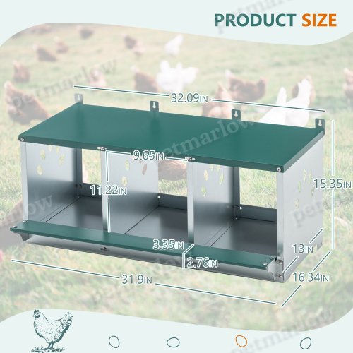 Metal Nesting Boxes for Chickens - 3 Compartment Design – view 3