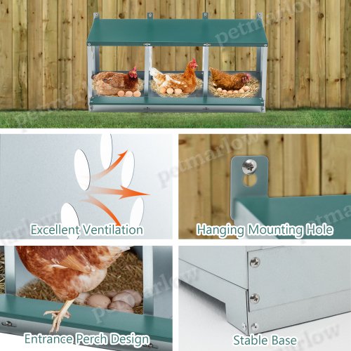 Metal Nesting Boxes for Chickens - 3 Compartment Design – view 5