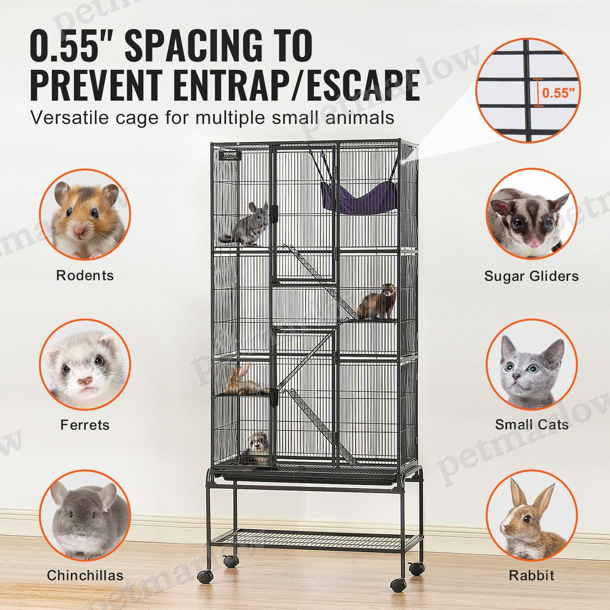 Metal Small Animal Cage with 4-Tier Design and Ramps – view 3