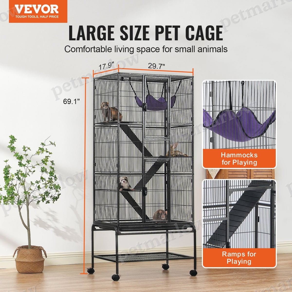 Metal Small Animal Cage with 4-Tier Design and Ramps – view 4