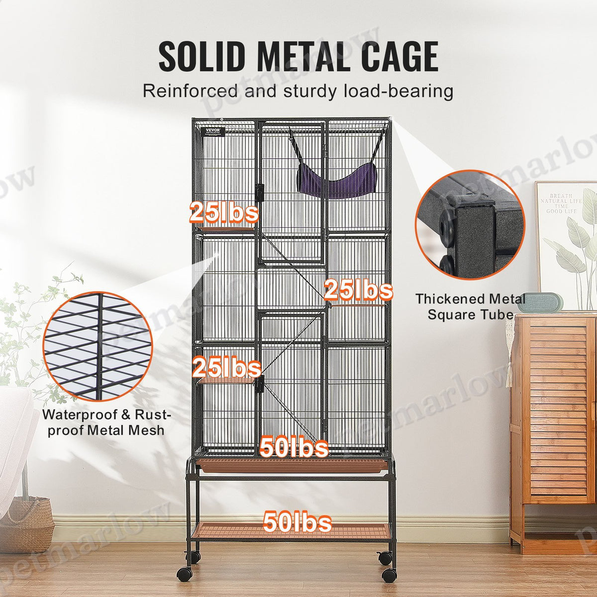 Metal Small Animal Cage with 4-Tier Design and Ramps – view 5